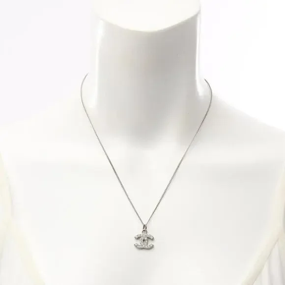 CHANEL Authentic White Logo Necklace